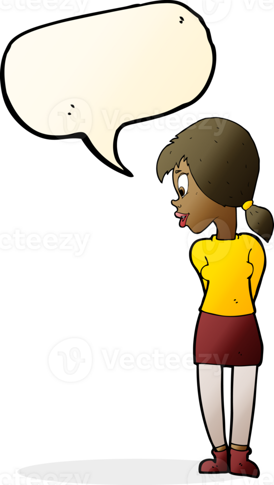 cartoon pretty girl with speech bubble png