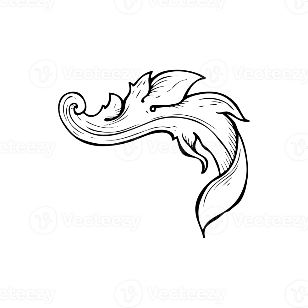traditional hand drawn floral swirl png