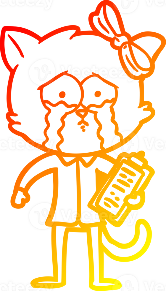 warm gradient line drawing of a cartoon cat png