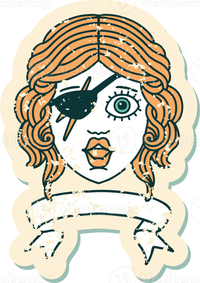 Retro Tattoo Style human rogue character with banner png