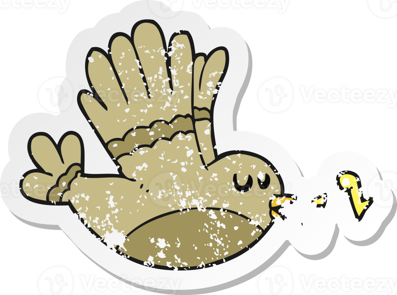 retro distressed sticker of a cartoon singing bird png