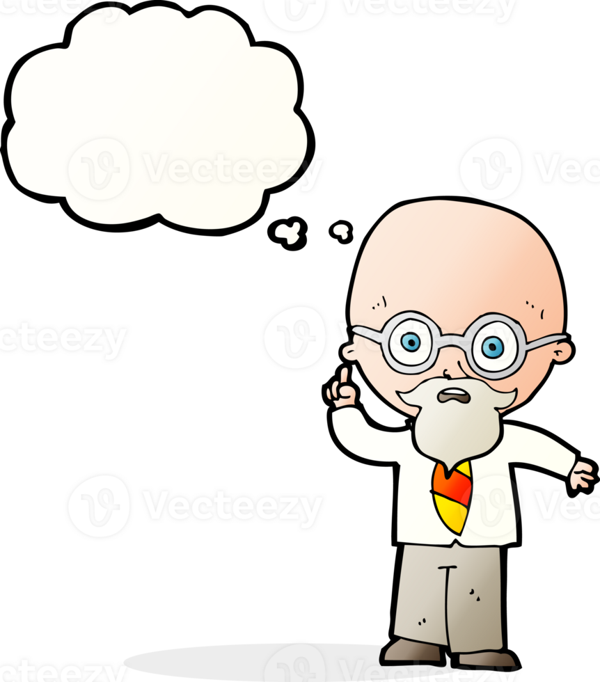 cartoon professor with thought bubble png