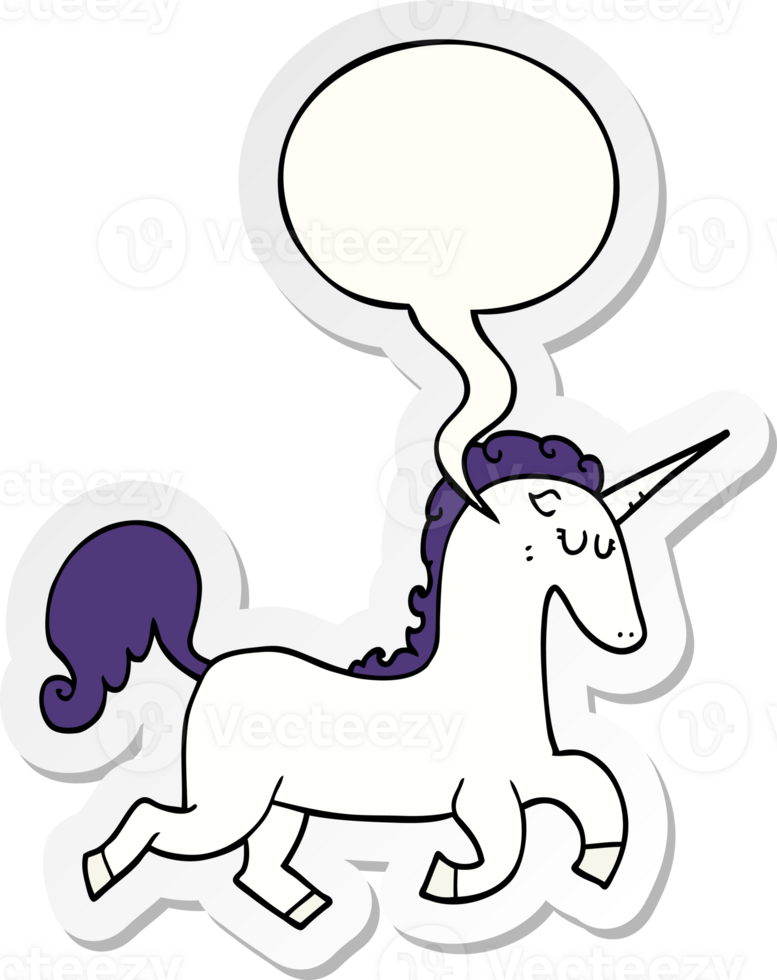 cartoon unicorn with speech bubble sticker png