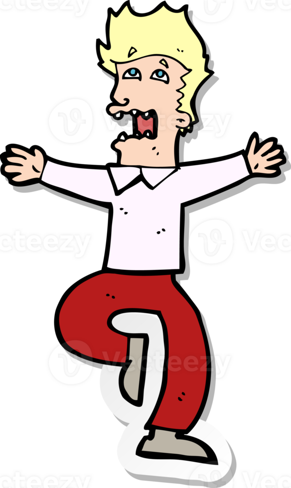 sticker of a cartoon terrified man png
