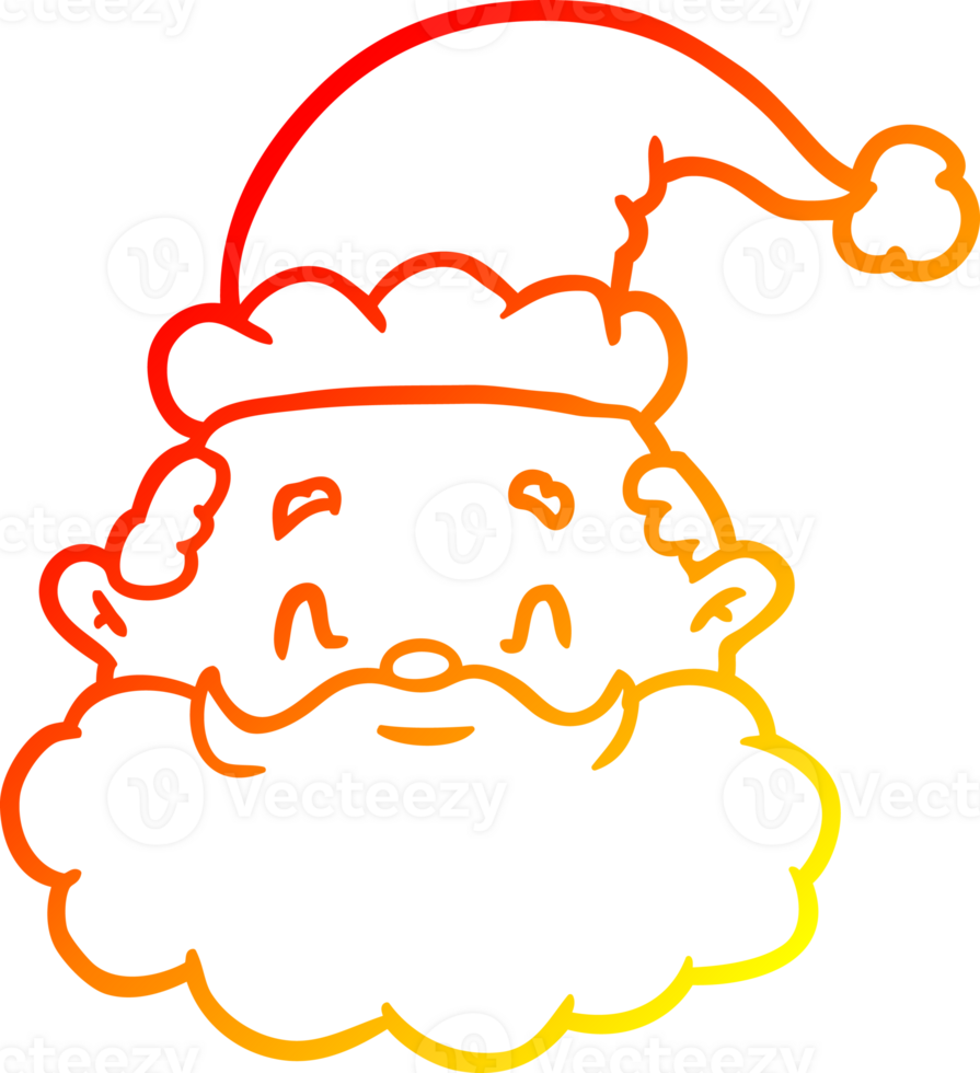 warm gradient line drawing of a santa claus face png