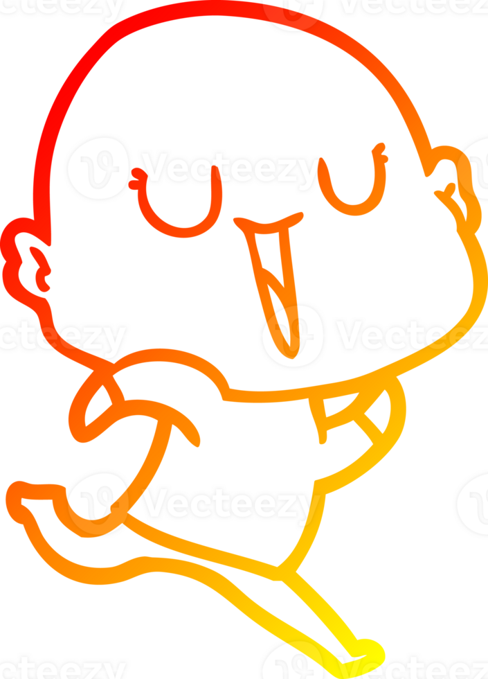 warm gradient line drawing of a happy cartoon bald man png