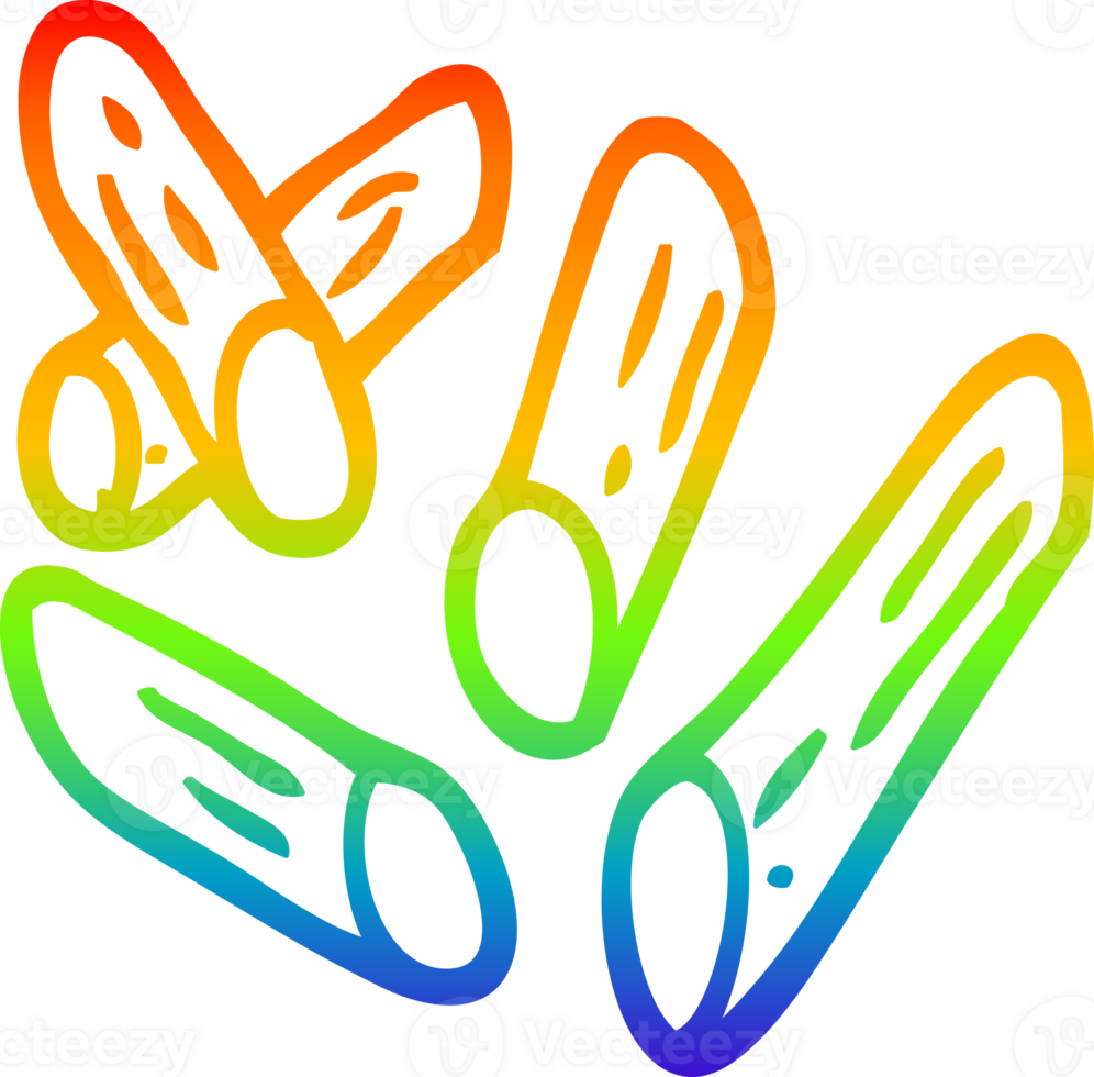 rainbow gradient line drawing of a cartoon wheat pasta png