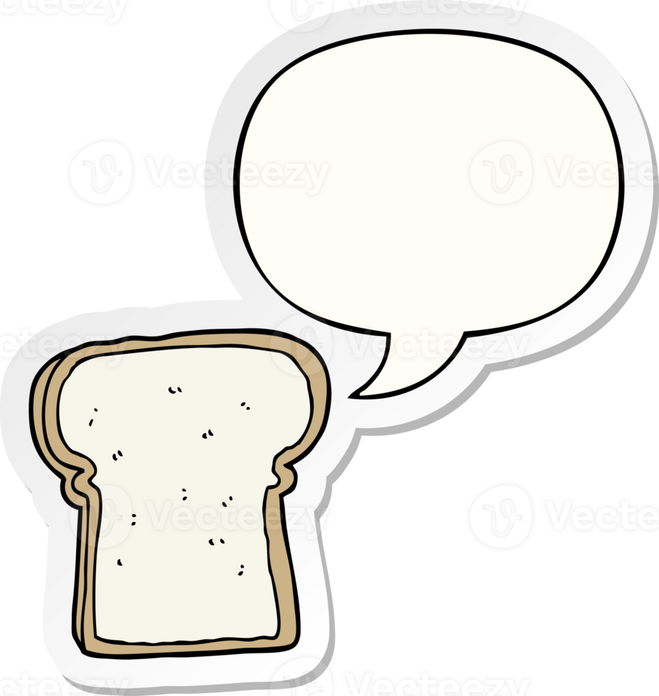 cartoon slice of bread with speech bubble sticker png