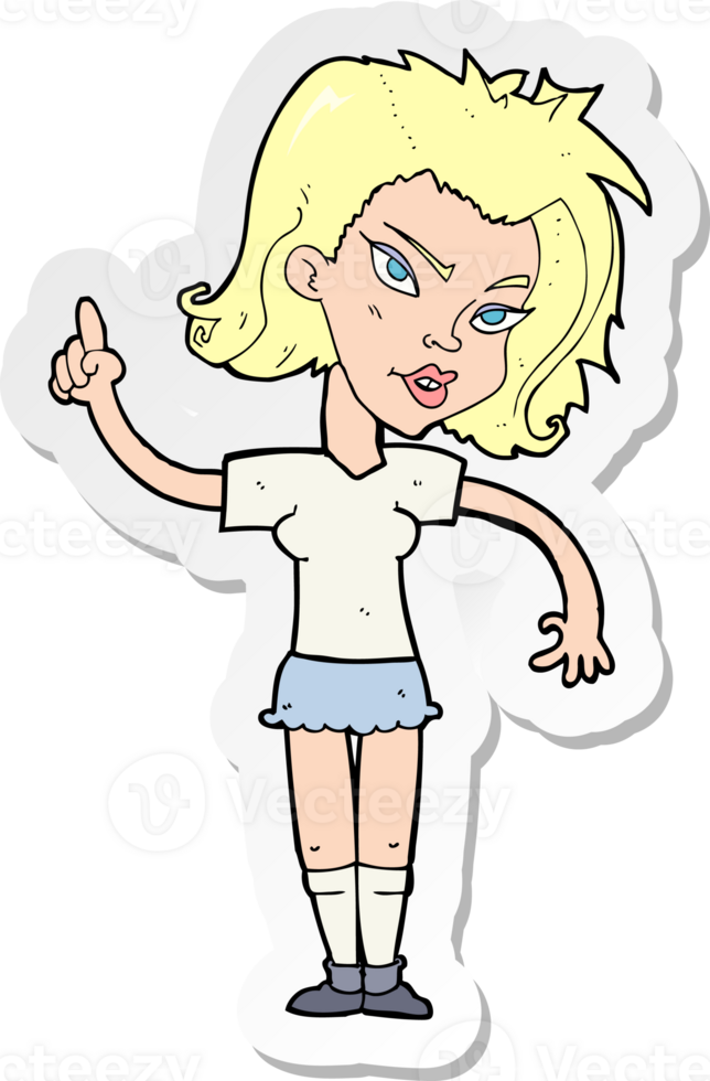 sticker of a cartoon woman with idea png