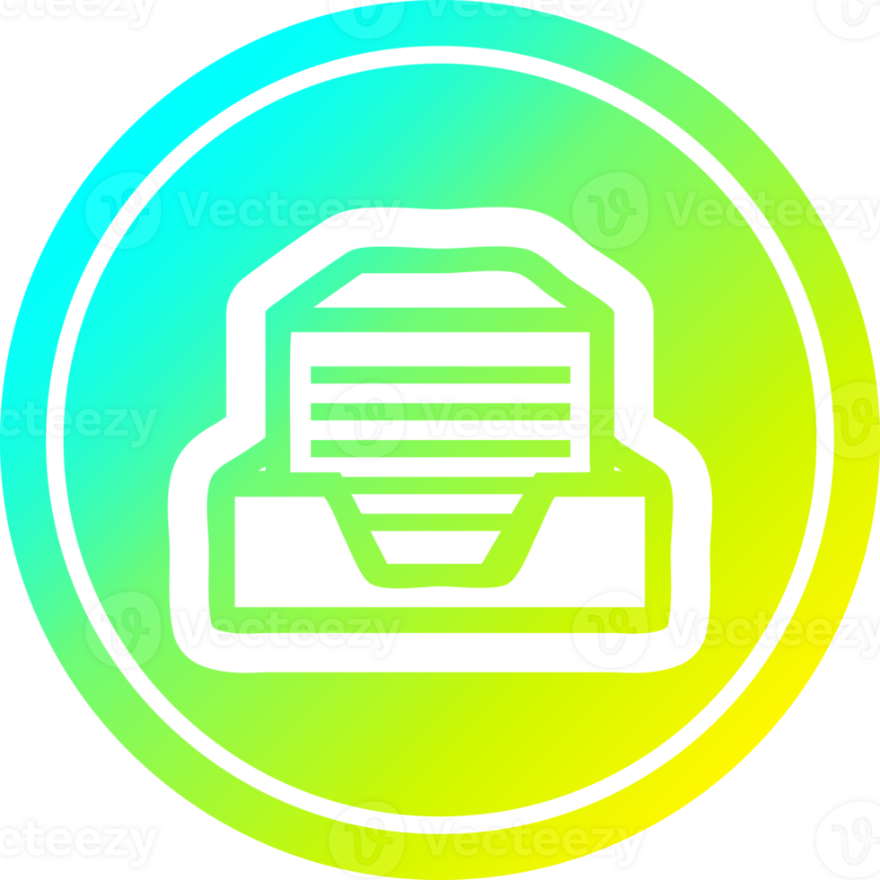 office paper stack circular icon with cool gradient finish png