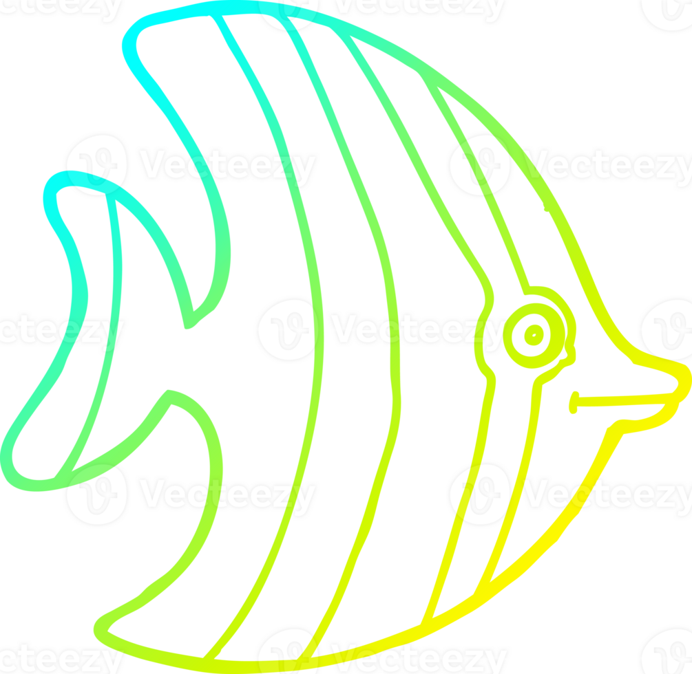 cold gradient line drawing of a cartoon angel fish png