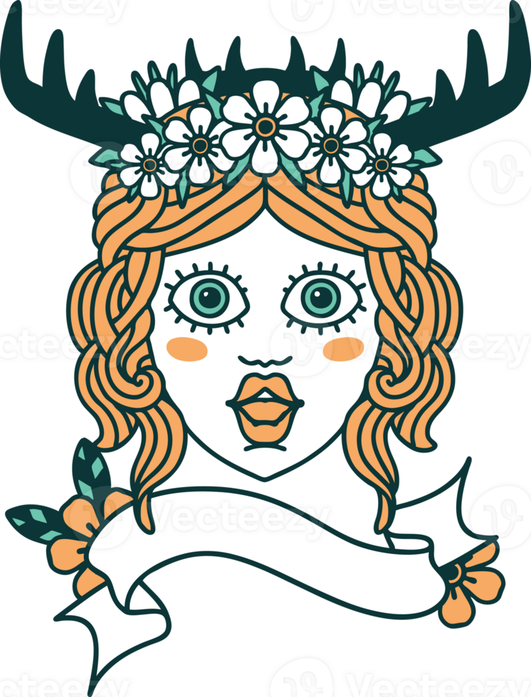 Retro Tattoo Style human druid png