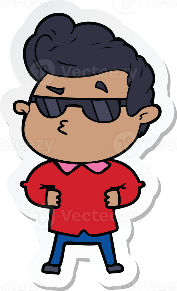 sticker of a cartoon cool guy png