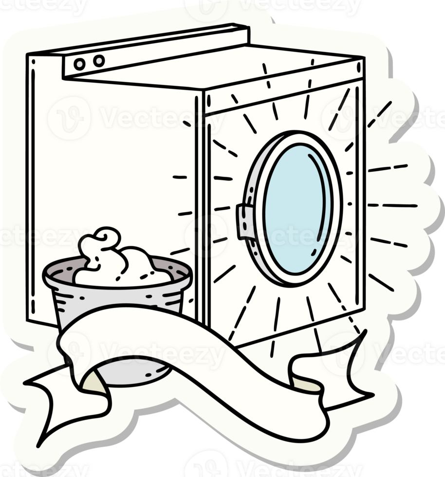 sticker of a tattoo style washing machine png