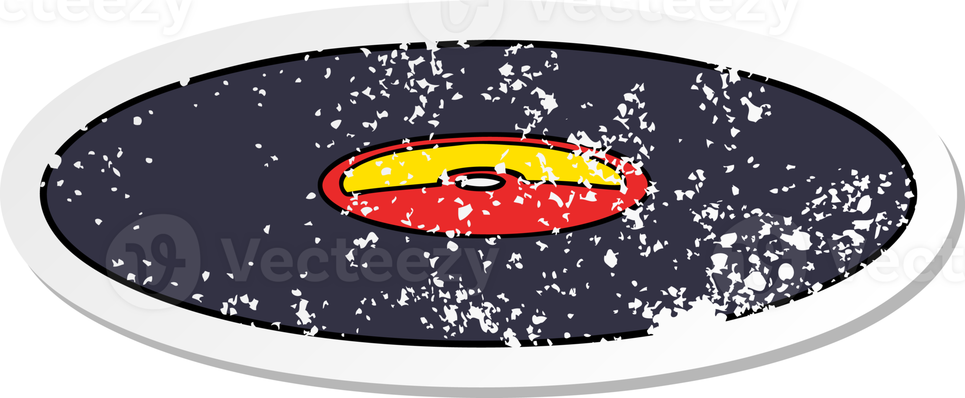 distressed sticker of a cartoon old vinyl record png