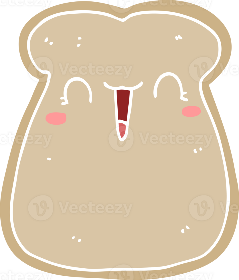 cute flat color style cartoon slice of toast png