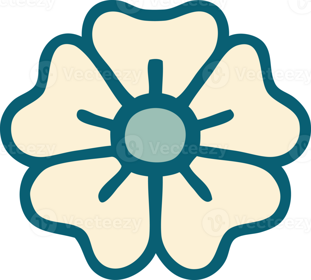 iconic tattoo style image of a flower png