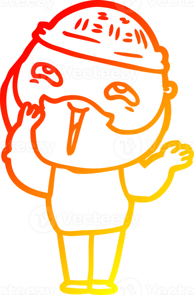 warm gradient line drawing of a cartoon happy bearded man png