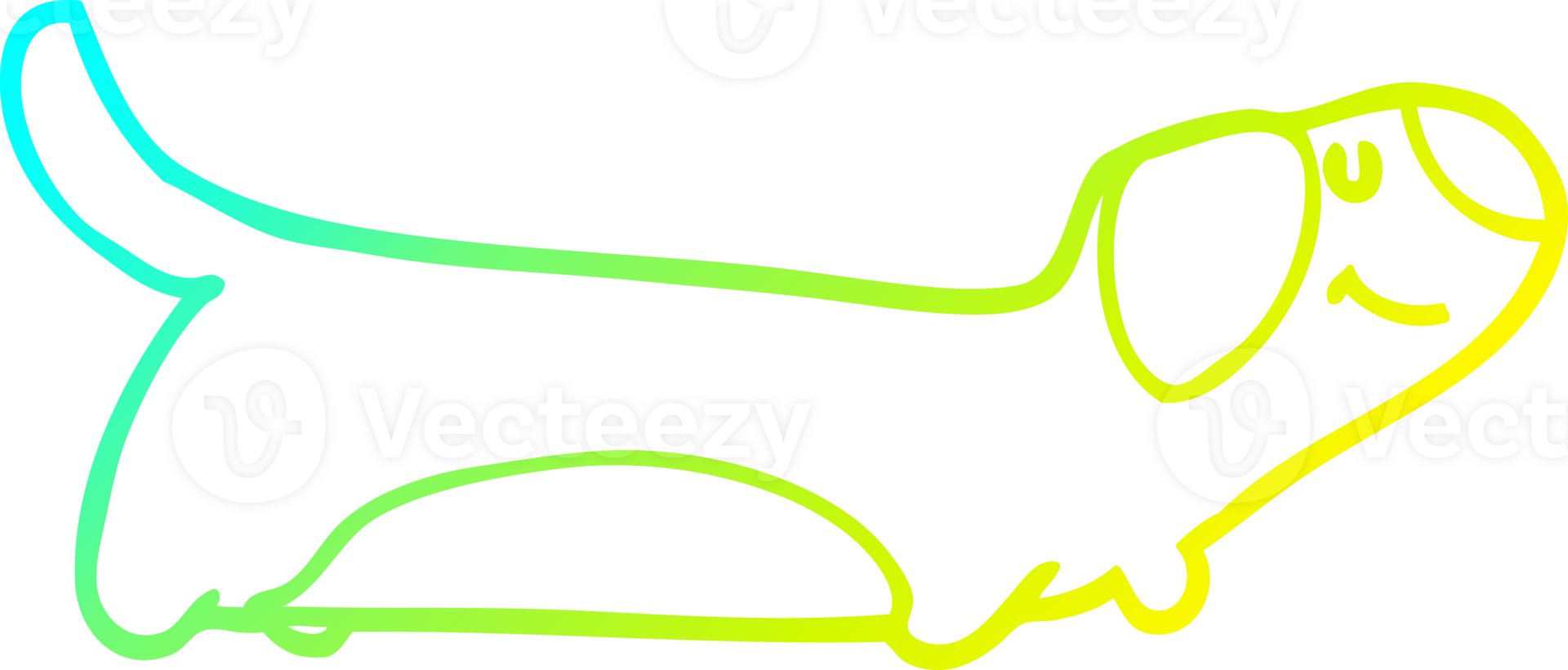 cold gradient line drawing of a cartoon dog png