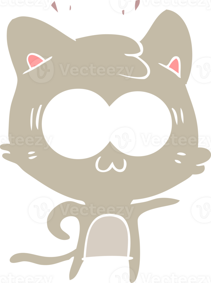 flat color style cartoon surprised cat png
