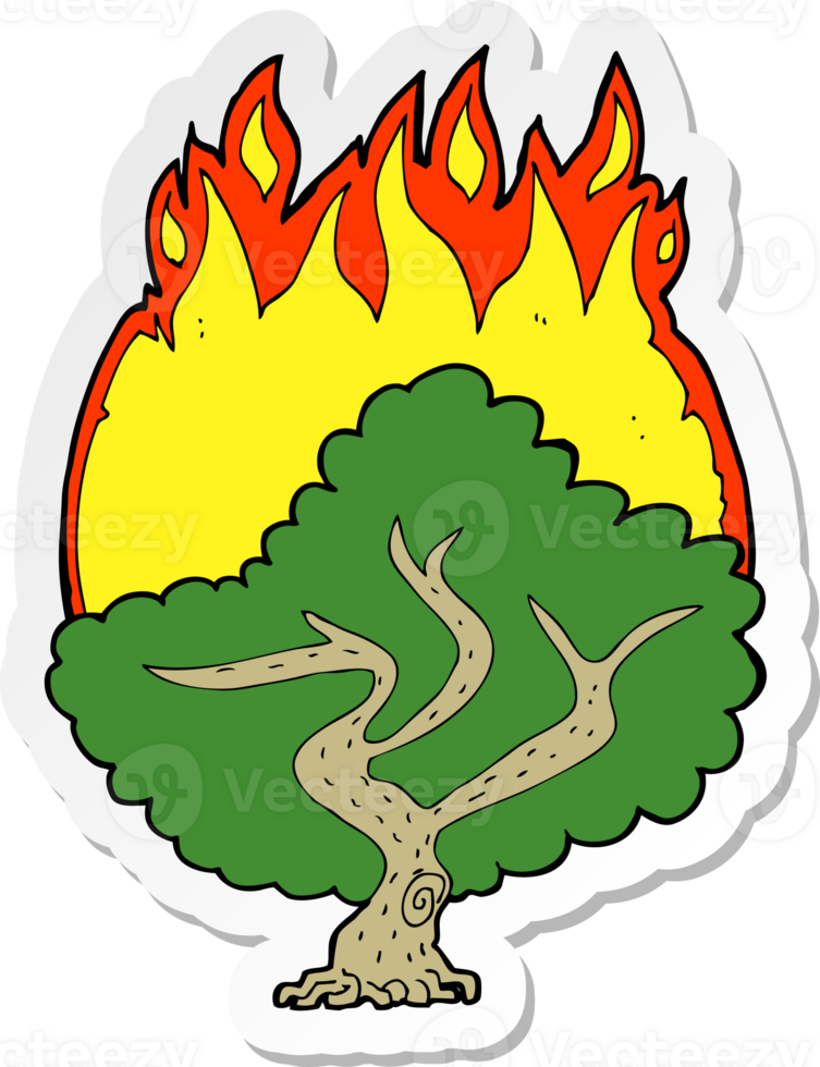 sticker of a cartoon burning tree png
