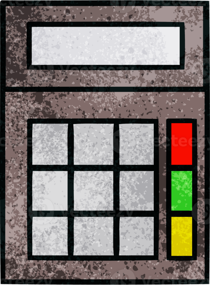 retro grunge texture cartoon of a school calculator png