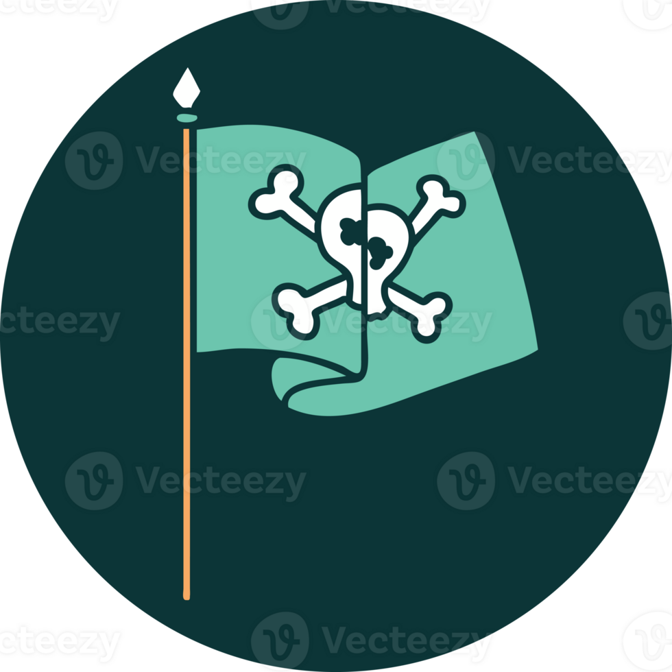iconic tattoo style image of a pirate flag png