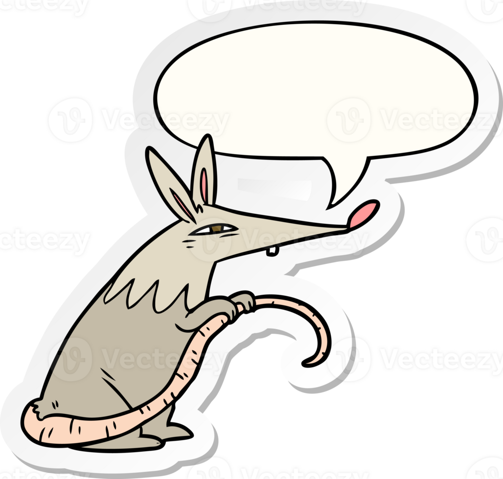 cartoon sneaky rat with speech bubble sticker png