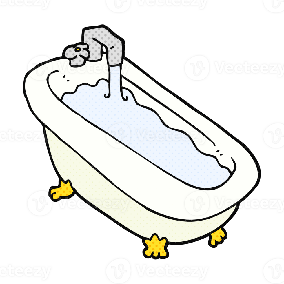 hand drawn cartoon bath full of water png