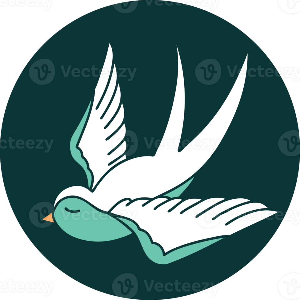 iconic tattoo style image of a swallow png