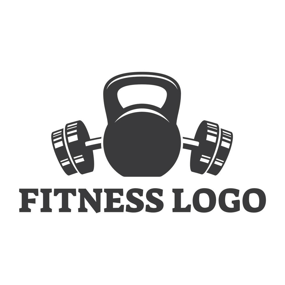Fitness club logo with kettlebell on white, illustration template vector