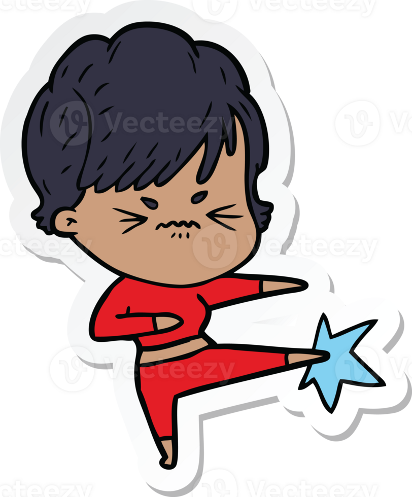 sticker of a cartoon frustrated woman png