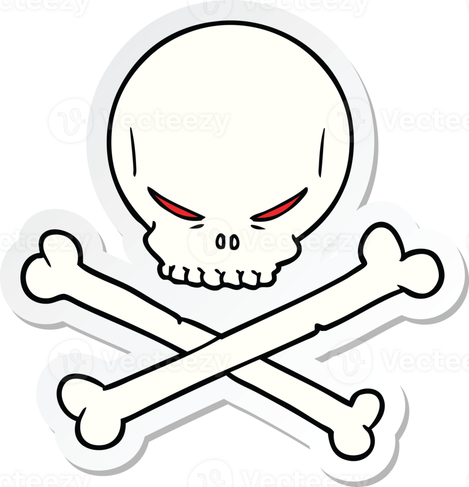 sticker of a cartoon skull and crossbones png