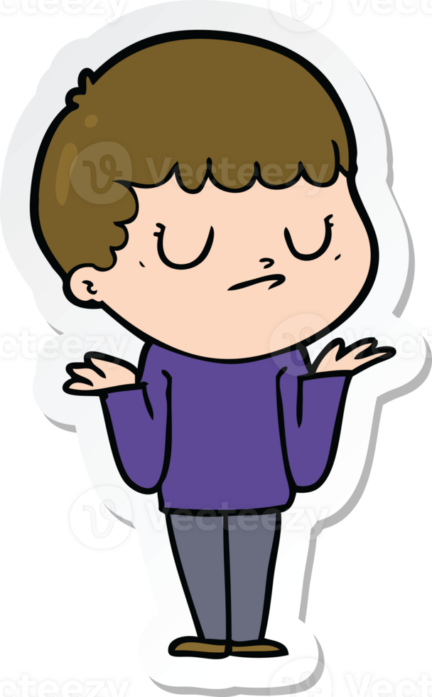sticker of a cartoon grumpy boy png