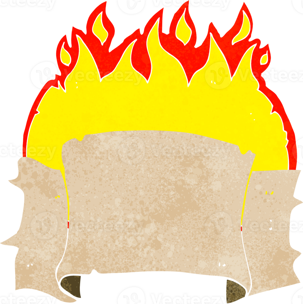 cartoon flaming heraldry scroll banner png