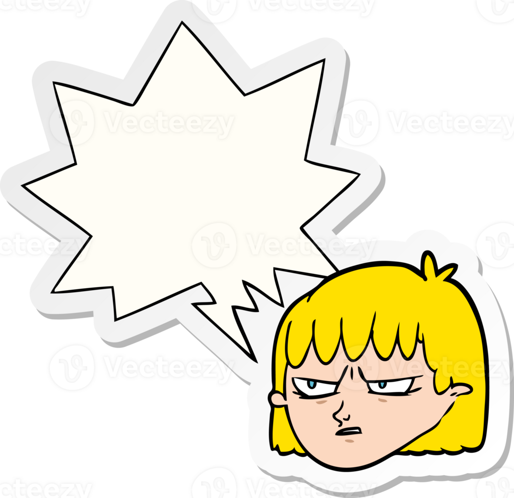 cartoon angry woman with speech bubble sticker png