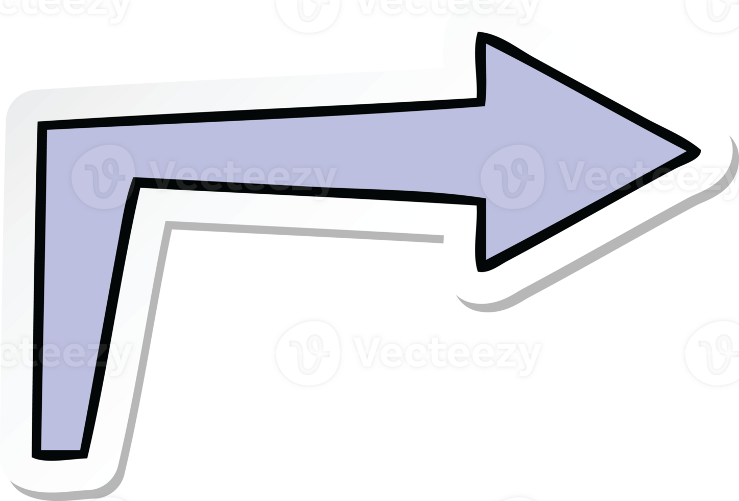 sticker of a quirky hand drawn cartoon arrow png