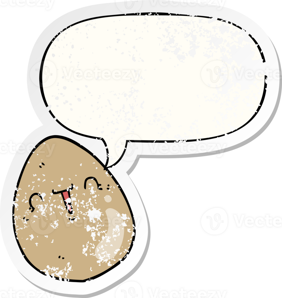 cartoon egg with speech bubble distressed distressed old sticker png
