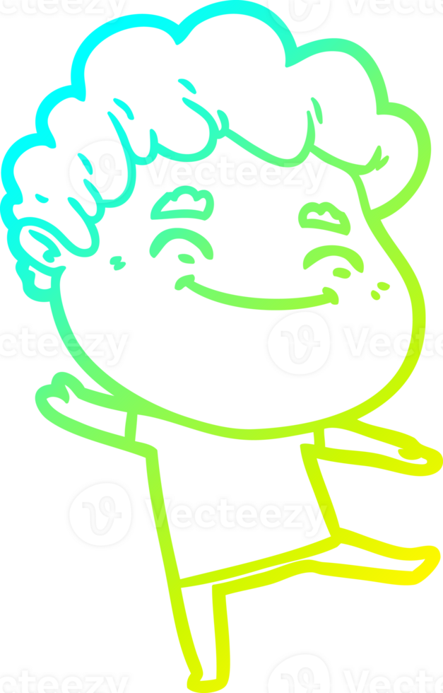 cold gradient line drawing of a cartoon friendly man png