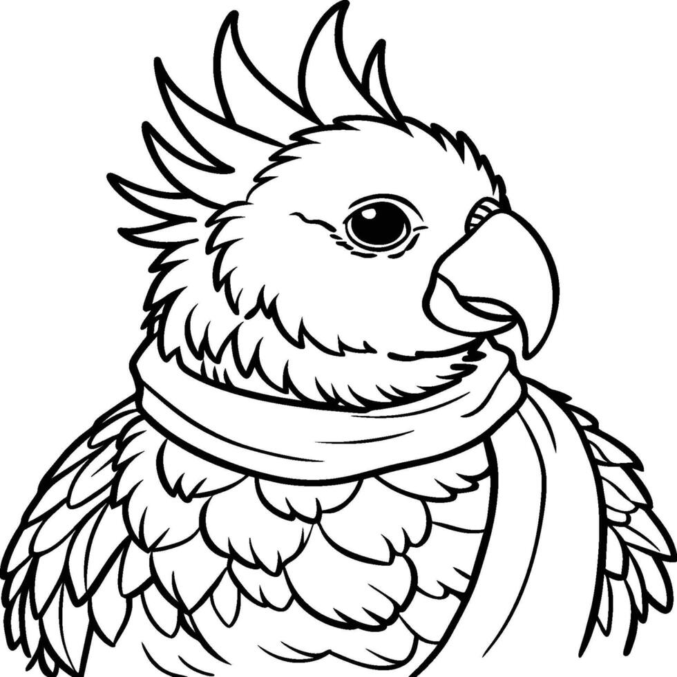 Cockatoo coloring pages. Bird outline for coloring book. vector