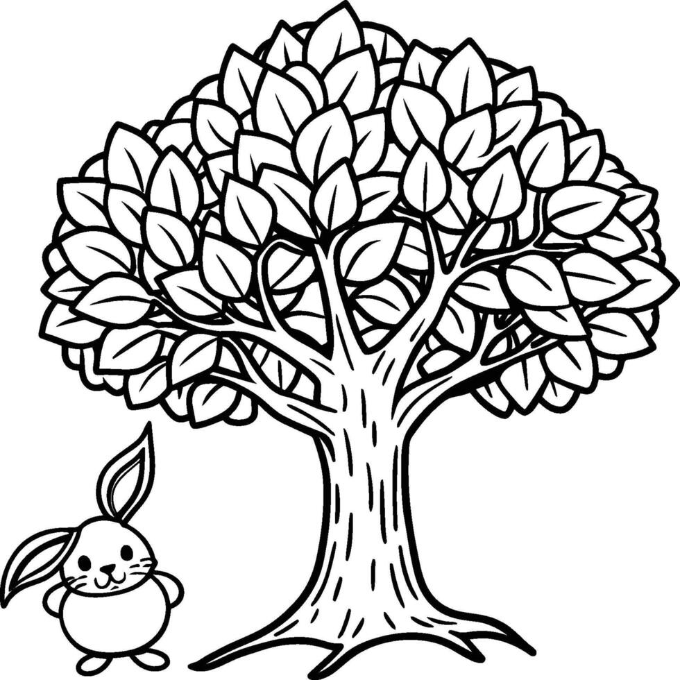 Guava tree coloring pages. Tree outline for coloring book vector