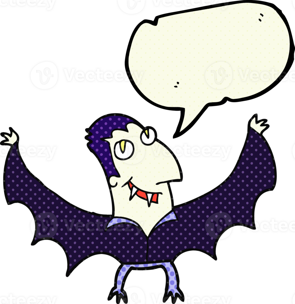 hand drawn comic book speech bubble cartoon vampire png