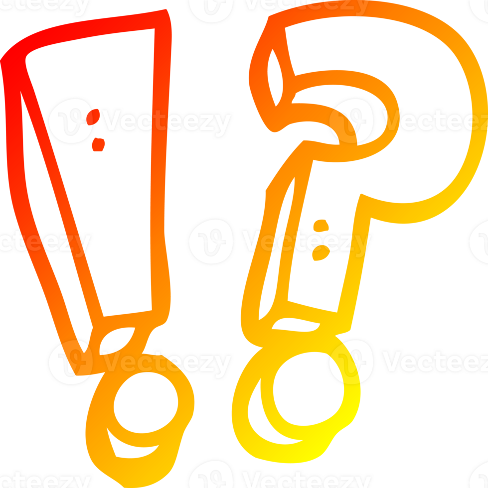warm gradient line drawing of a cartoon question mark and exclamation mark png