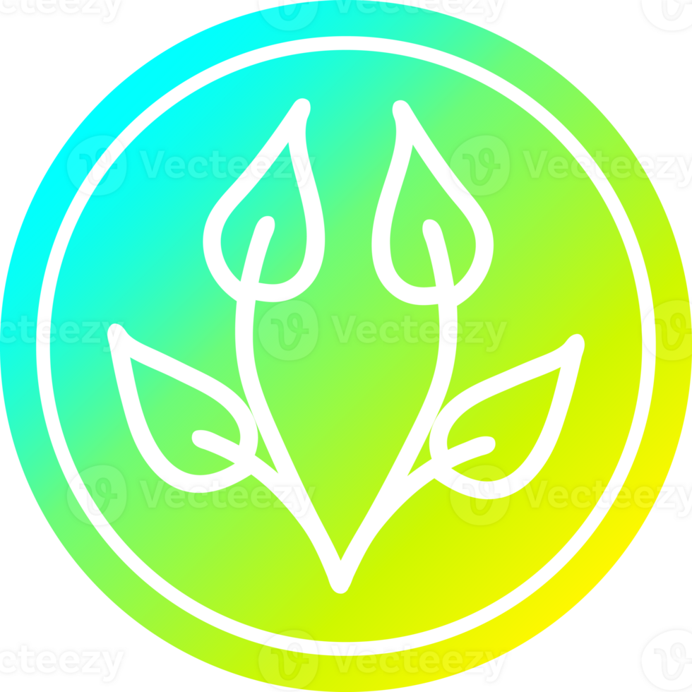 natural leaf circular icon with cool gradient finish png