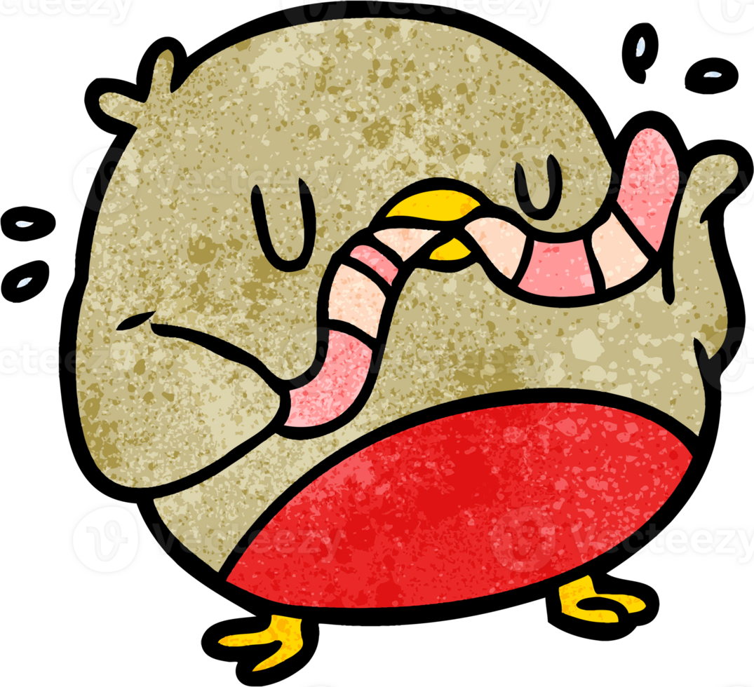cartoon bird eating worm png