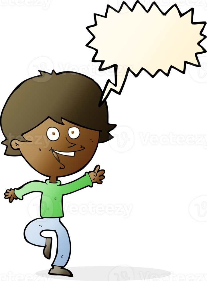 cartoon happy waving boy with speech bubble png