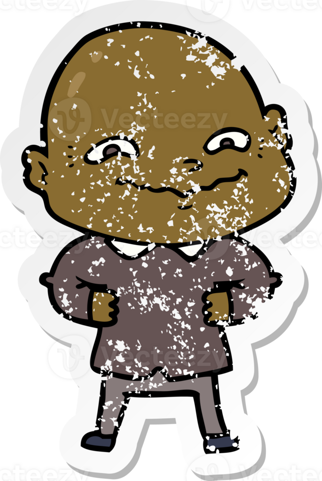 distressed sticker of a cartoon creepy guy png