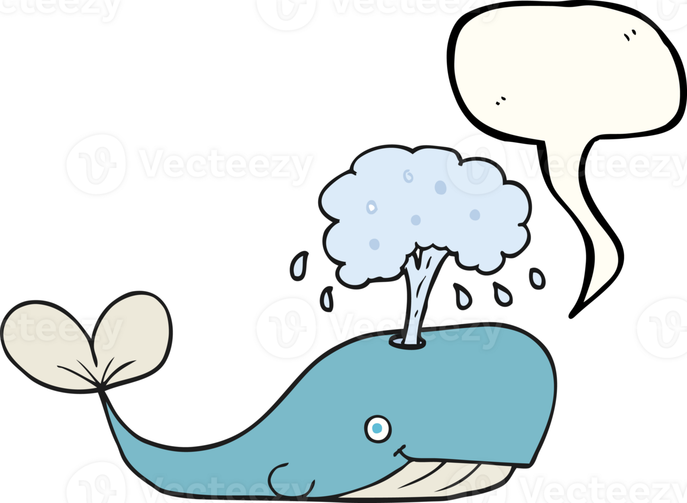 hand drawn speech bubble cartoon whale spouting water png