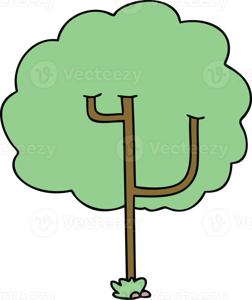 hand drawn quirky cartoon tree png