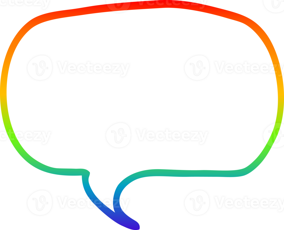 rainbow gradient line drawing of a cartoon speech bubble png